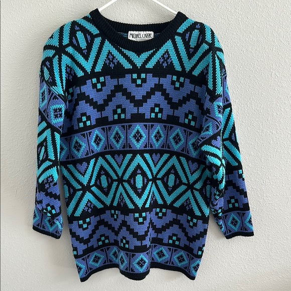 Michael Carrie geometric vintage sweater medium - Picture 1 of 5